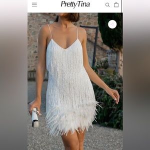 BRAND NEW! Pretty Tina dress— Feather and sequined sweet mini dress